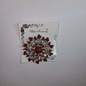 Red Floral Brooch
